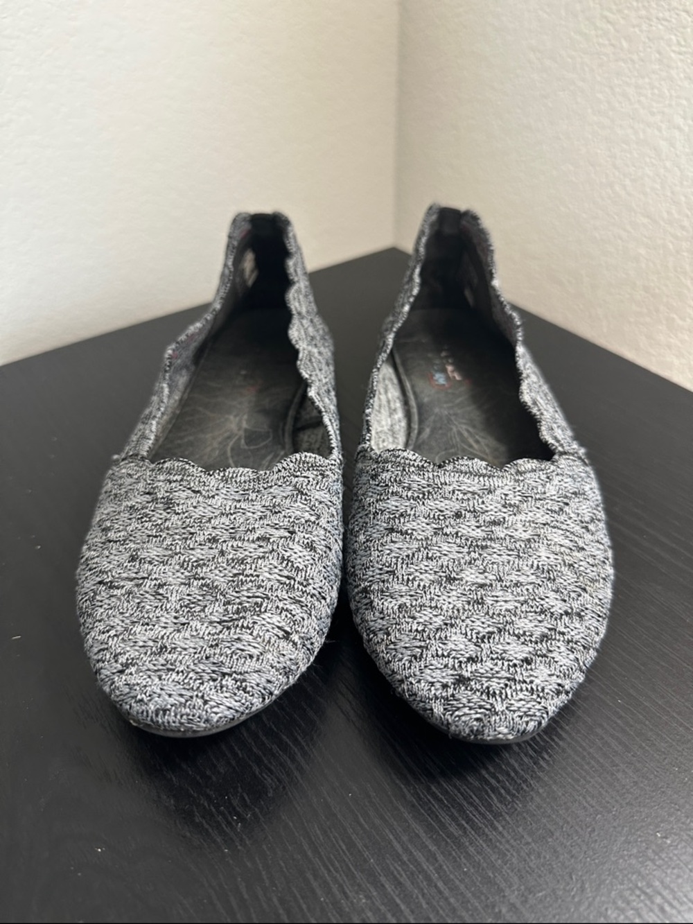 Skechers Women's Cleo-Honeycomb Ballet Flat, Black/Charcoal